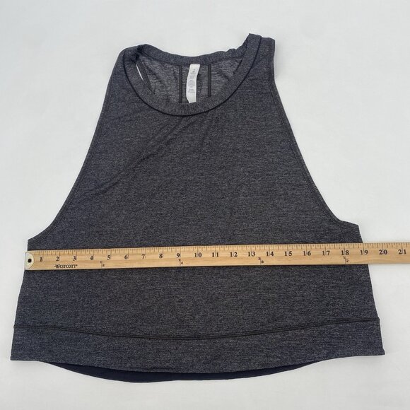 Lululemon Size 8 Pace Perfect Tank Heathered Gray Black Oversized - Picture 6 of 8